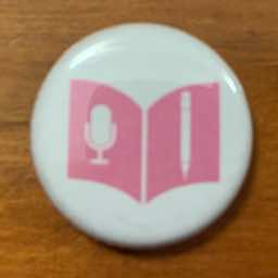 book, pen and microphone symbol